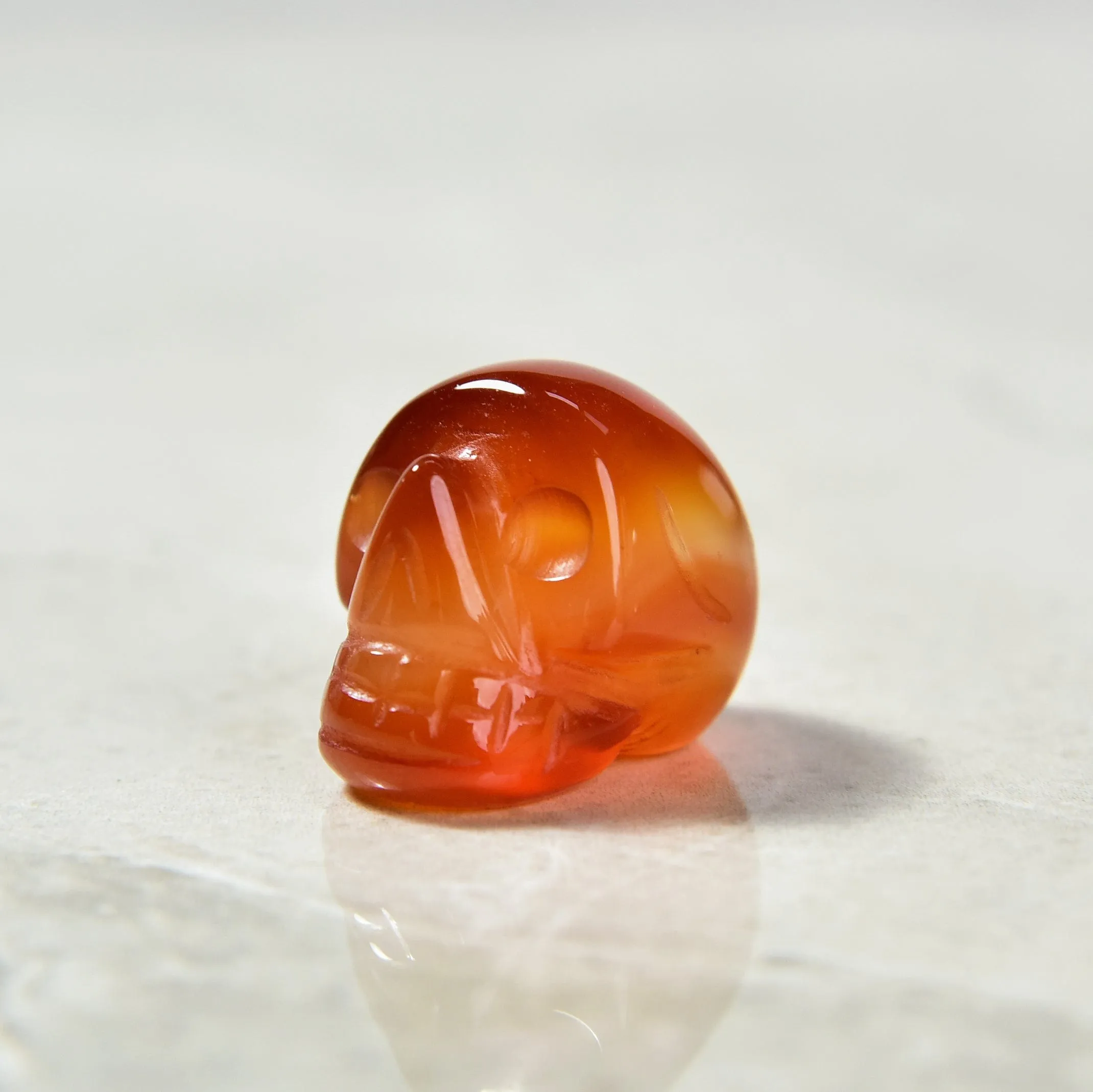 1 Carnelian Skull Natural Gemstone Carving