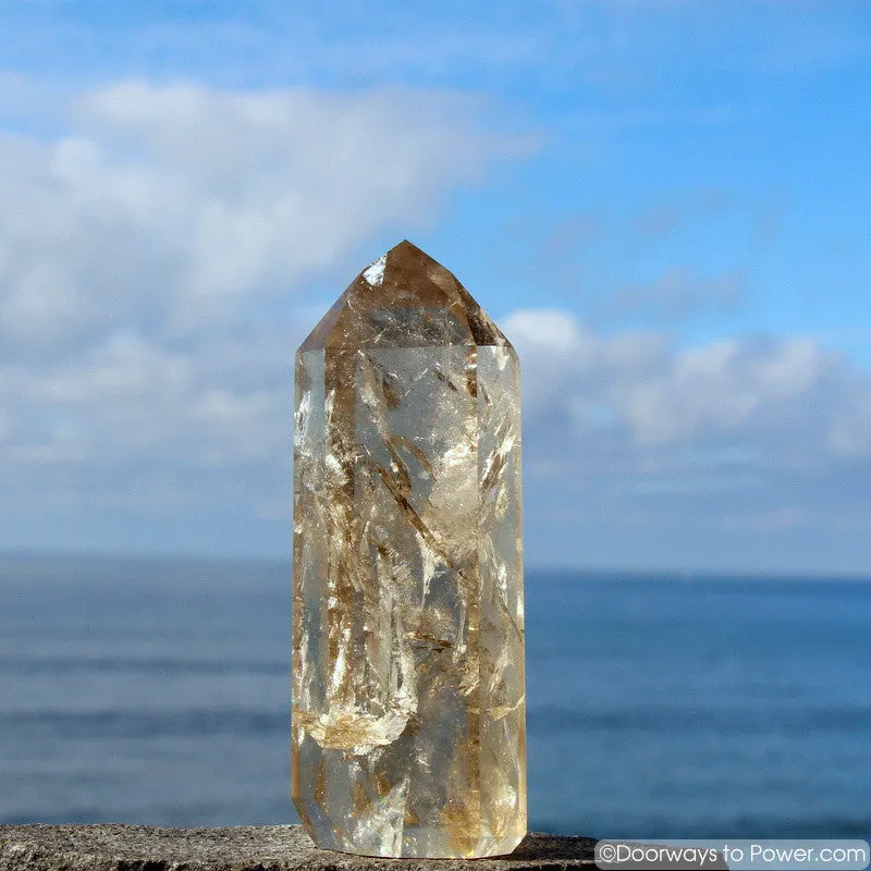 5.7" John of God Citrine Abundance Crystal Point w/ Channeling & Devic Temple