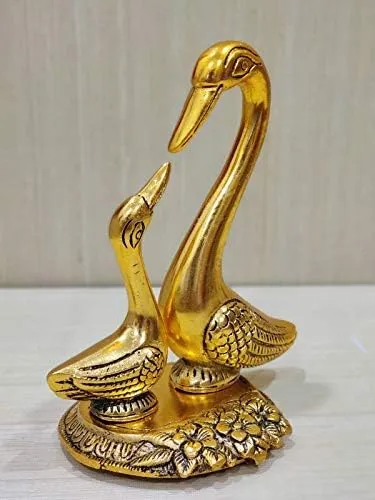 A&S Ventures Pair of Kissing Duck Showpiece Love Birds Couple Statue Set Metal Bird Pair Romantic Feng Shui Idol Wedding Gift & Home Decor