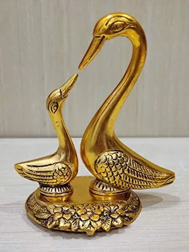 A&S Ventures Pair of Kissing Duck Showpiece Love Birds Couple Statue Set Metal Bird Pair Romantic Feng Shui Idol Wedding Gift & Home Decor