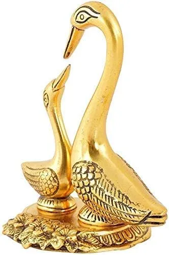 A&S Ventures Pair of Kissing Duck Showpiece Love Birds Couple Statue Set Metal Bird Pair Romantic Feng Shui Idol Wedding Gift & Home Decor