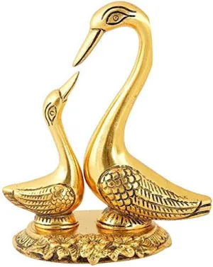 A&S Ventures Pair of Kissing Duck Showpiece Love Birds Couple Statue Set Metal Bird Pair Romantic Feng Shui Idol Wedding Gift & Home Decor