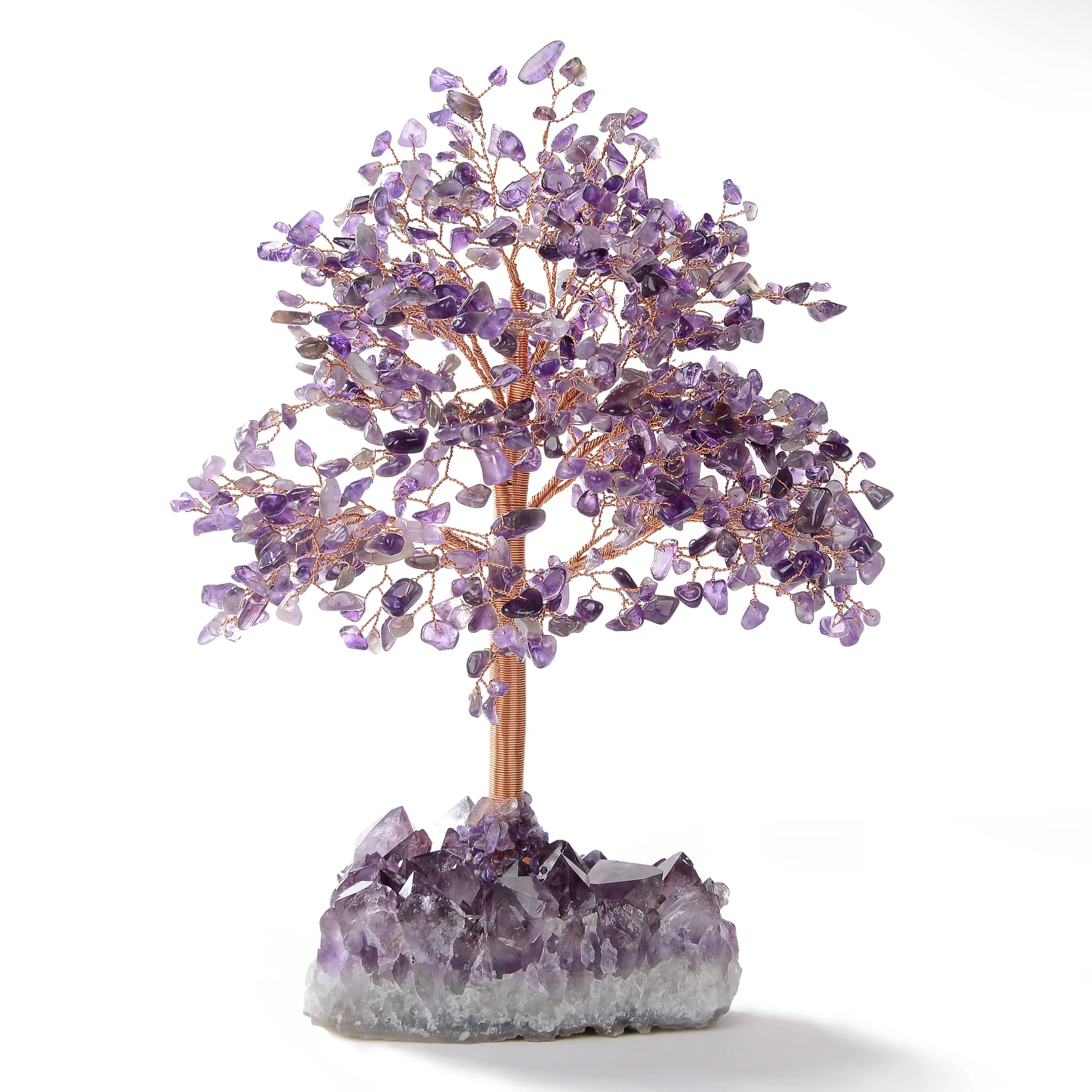 Amethyst Tree of Life on Amethyst Geode Base with 728 Natural Gemstones