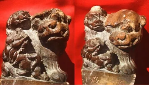 Antique Stone Carved Chinese Foo Dogs Stamps Seals Set Rate