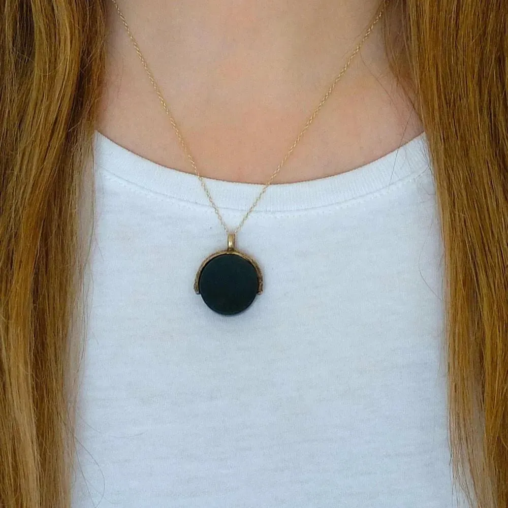 Antique Victorian Bloodstone Fob Pendant Necklace