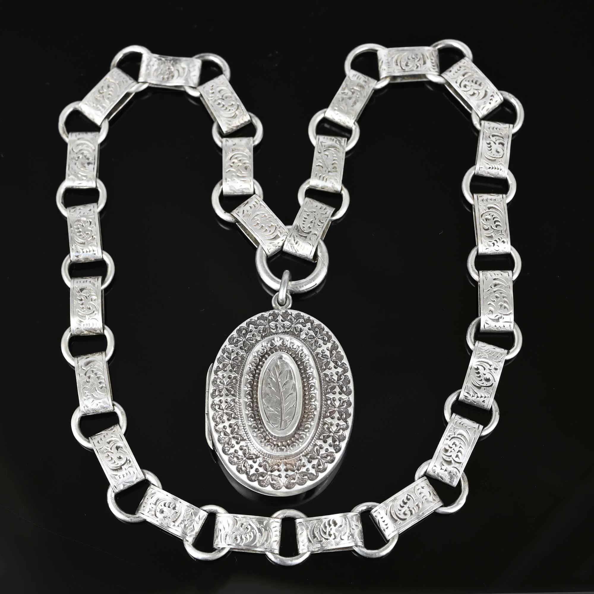 Antique Victorian Book Chain Collar and Locket, Circa 1884