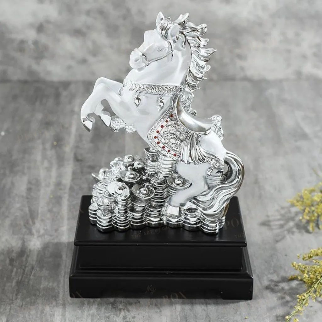 Antique White Polyresin Horse Figurine