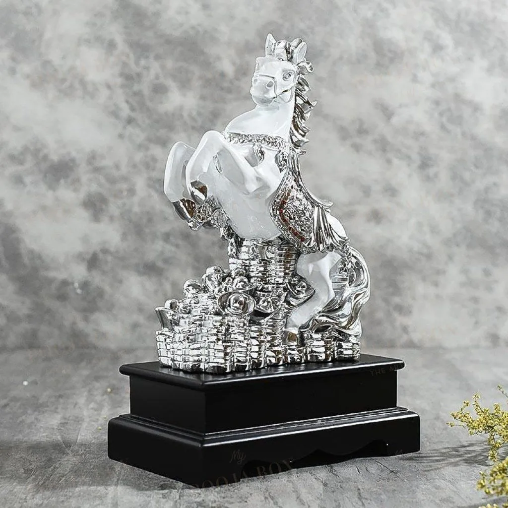 Antique White Polyresin Horse Figurine