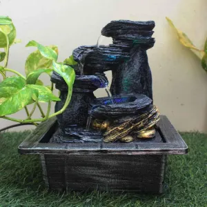 Art N Hub Handicraft Indoor Outdoor Tabletop Water Fountain for Home Decor This Is Best Home Decor Items for Living Room | Housewarming Gift Items (21 x 18 x 25 CM | Grey Golden)