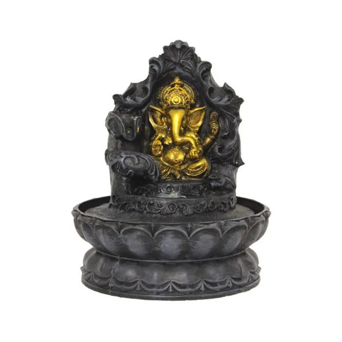 Art N Hub Lord Ganesha Tabletop Waterfall Fountain Decorative Gift Items for Home and Office Also Good As Garden Decoration Items | Home Inauguration Gift Items (20 x 20 x 25 CM | Grey Golden)