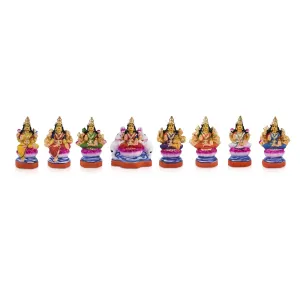 Ashta Lakshmi Clay Golu Bommai Set - 8 x 7 Inches | Giri Golu Doll/ Navaratri Golu Bomma/Gombe/Bommai