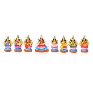 Ashta Lakshmi Paper Mache Golu Bommai Set - 9 x 6.5 Inches | Giri Golu Doll/ Navaratri Golu Bomma/Gombe/Bommai