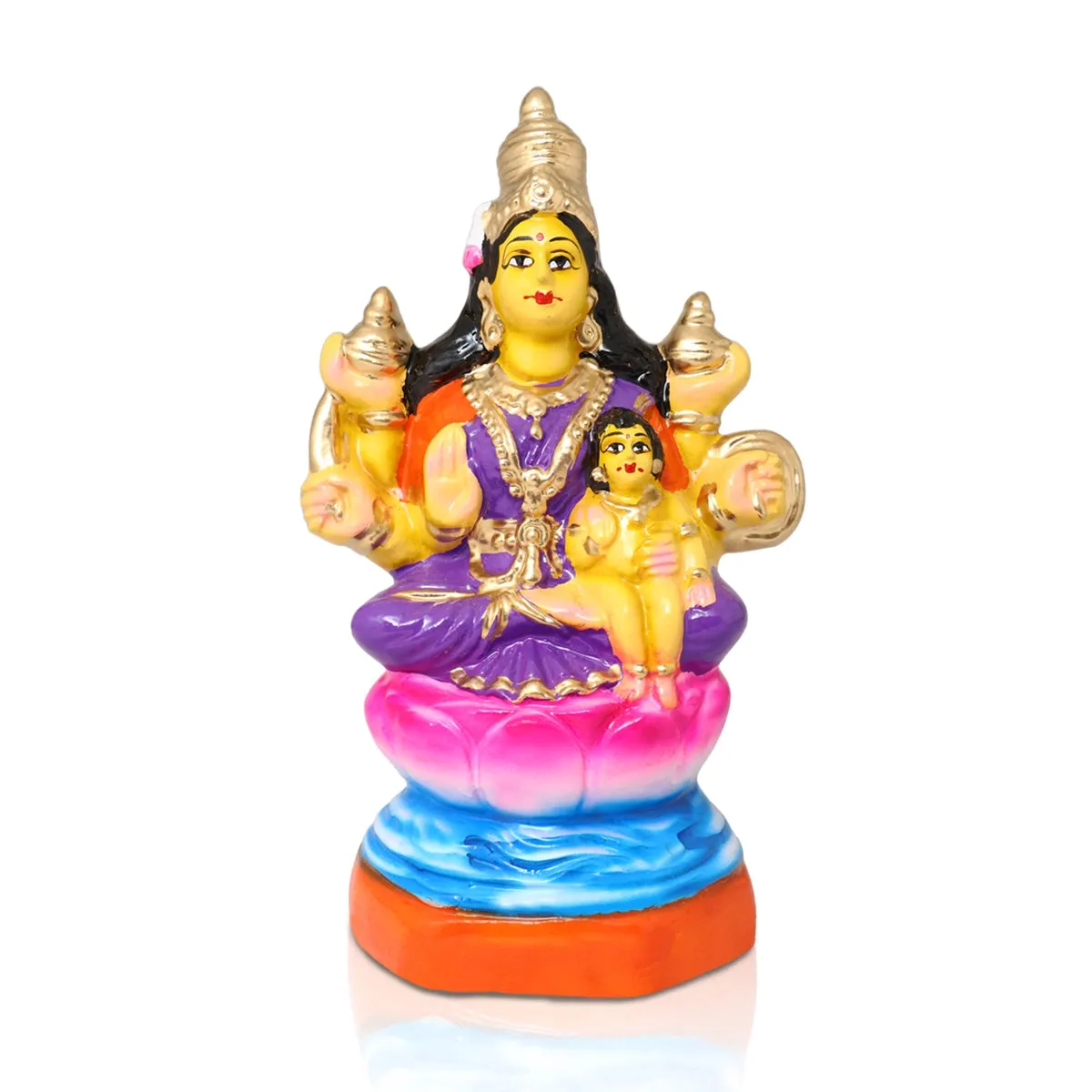 Ashta Lakshmi Paper Mache Golu Bommai Set - 9 x 6.5 Inches | Giri Golu Doll/ Navaratri Golu Bomma/Gombe/Bommai