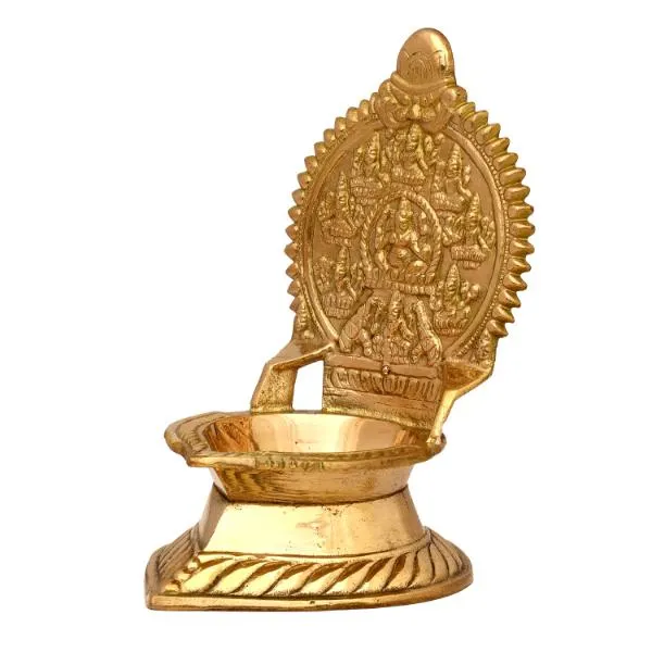 Ashtalakshmi Vilakku | Brass Vilakku/ Gold Polish Ashtalaxmi Lamp/ Deepam for Pooja