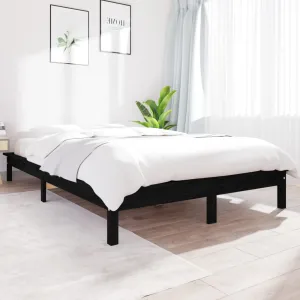 Bed Frame Black 200x200 cm Solid Wood Pine