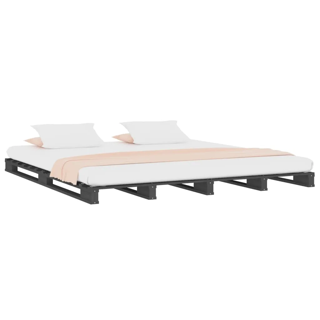 Bed Frame Grey 120x200 cm Solid Wood Pine