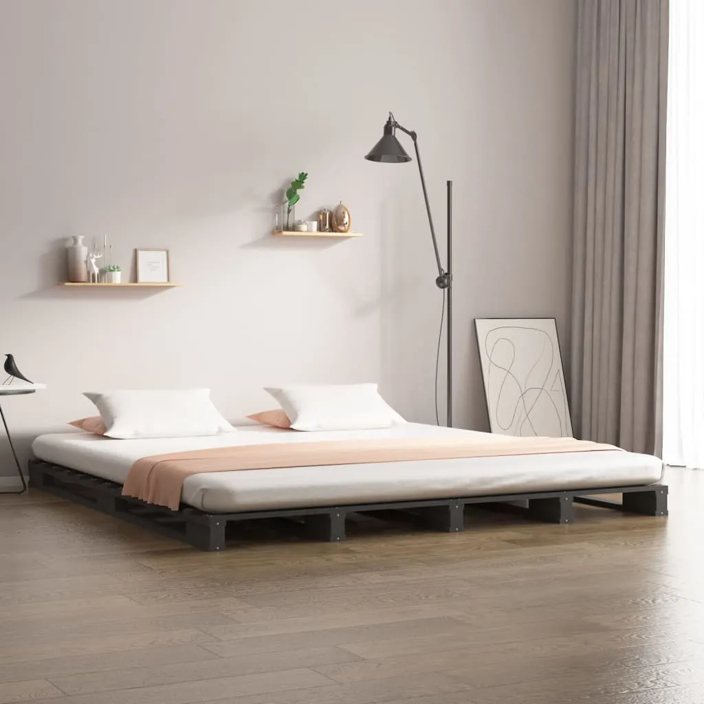 Bed Frame Grey 120x200 cm Solid Wood Pine