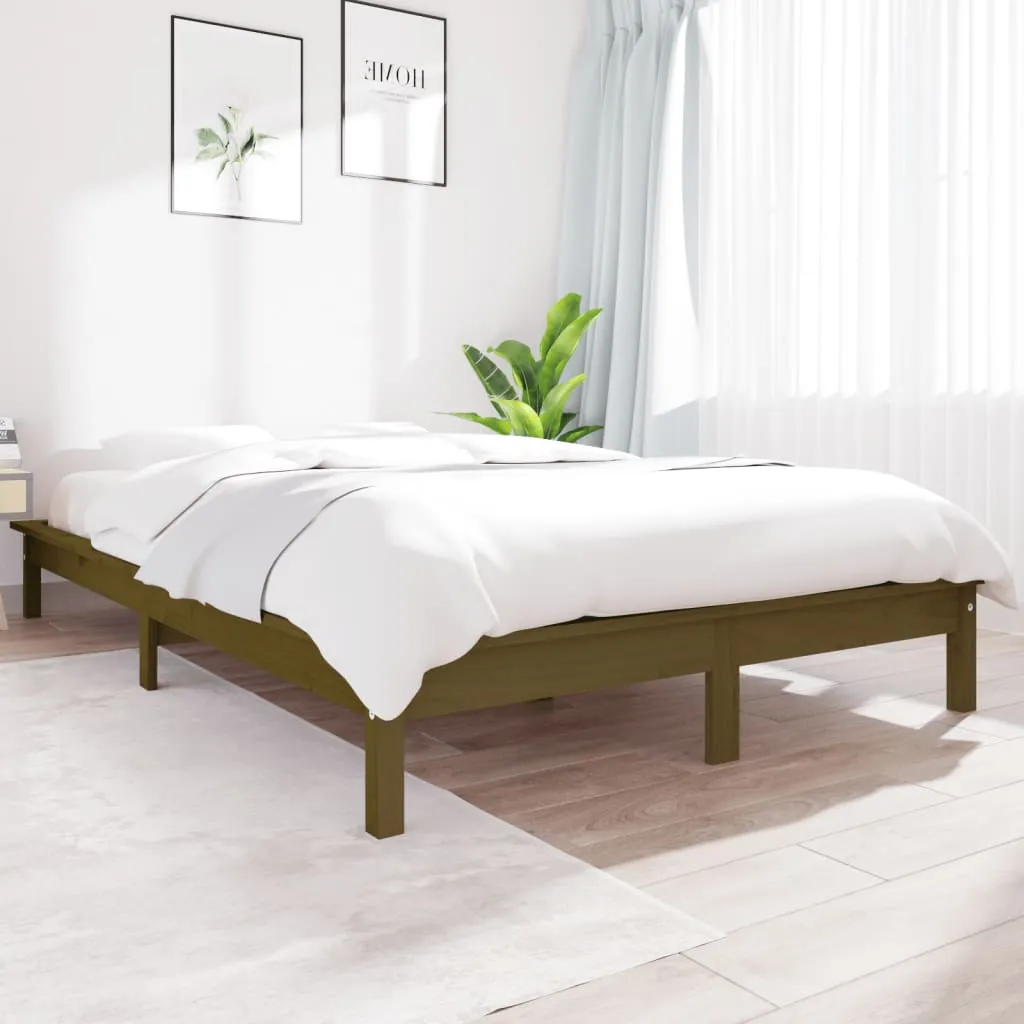 Bed Frame Honey Brown 135x190 cm Solid Wood Pine 4FT6 Double