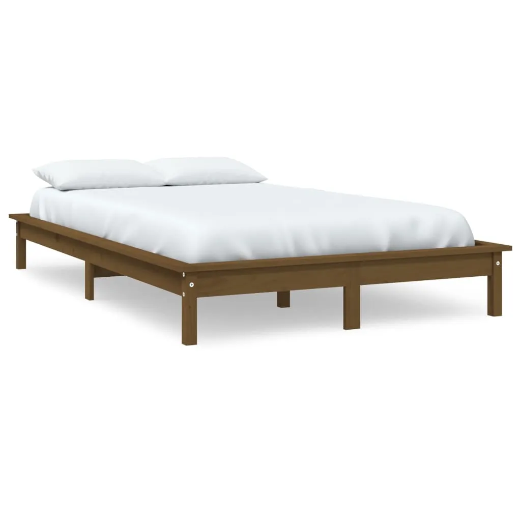 Bed Frame Honey Brown 135x190 cm Solid Wood Pine 4FT6 Double