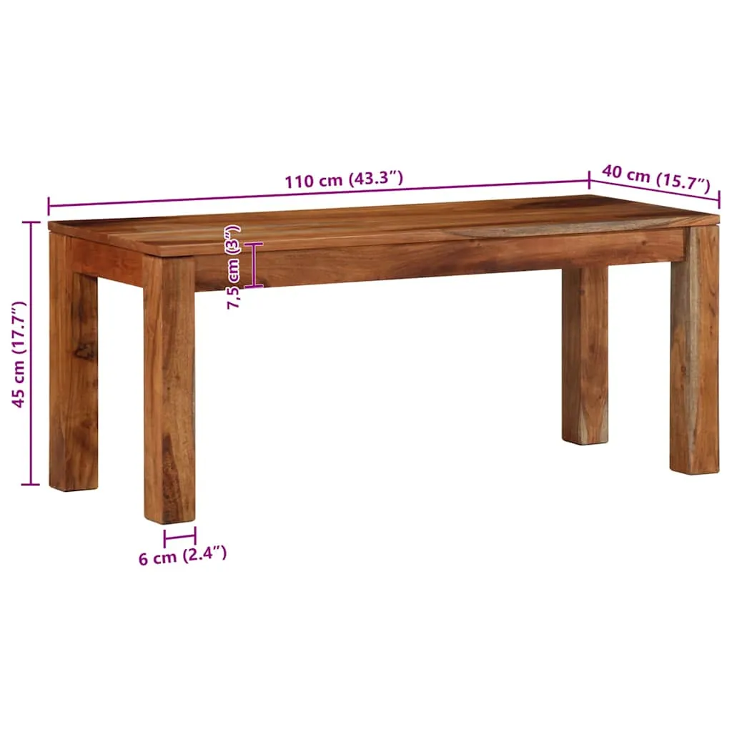 Bench 110 cm Solid Wood Acacia