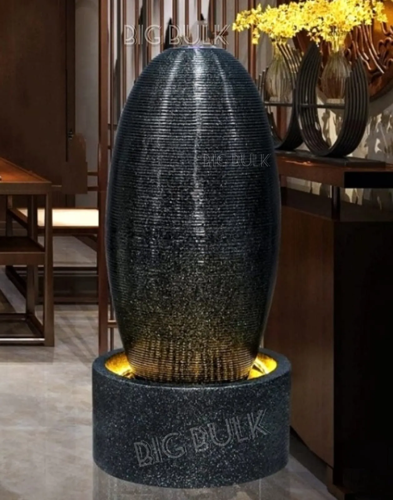 Big Bulk Fortune Egg Fiber Fountain for Home Decor/Living Room/Hall/Office/Garden Fountain/Puja Room/Indoor/Outdoor(Black: 120 x 58 x 58 cm)