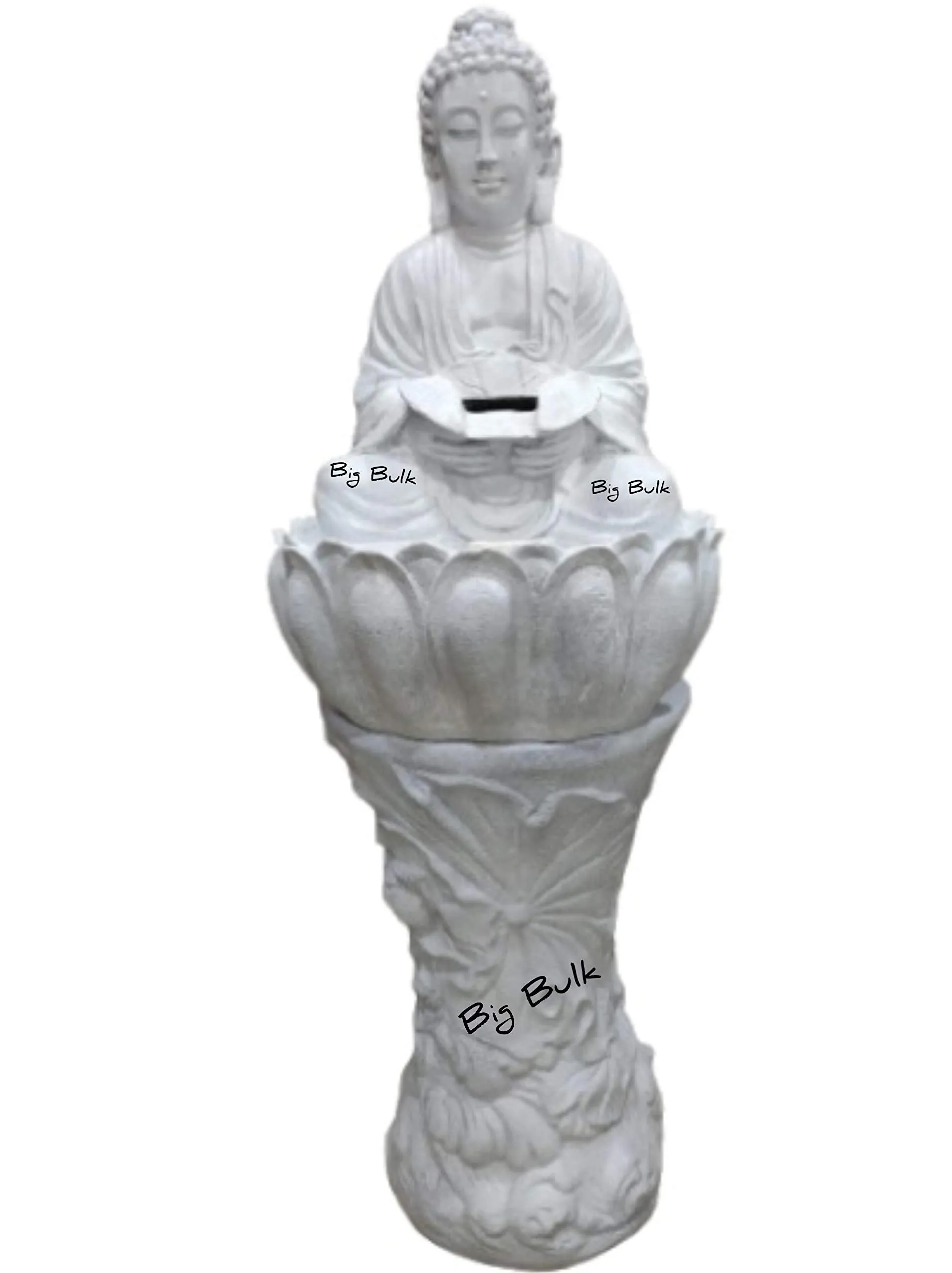 Big Bulk Kamal/Lotus Lord Buddha Fiber Indoor Outdoor Fountain with Pillar and Led Lights for Home Decor/Office Decoration/Gifting/Garden Fountain (30.5 x 25.4 x 109 cm)