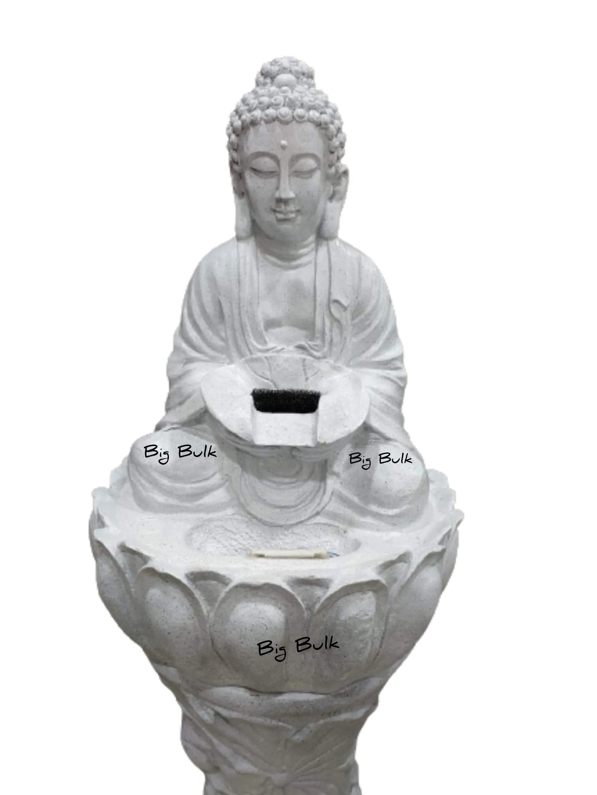 Big Bulk Kamal/Lotus Lord Buddha Fiber Indoor Outdoor Fountain with Pillar and Led Lights for Home Decor/Office Decoration/Gifting/Garden Fountain (30.5 x 25.4 x 109 cm)