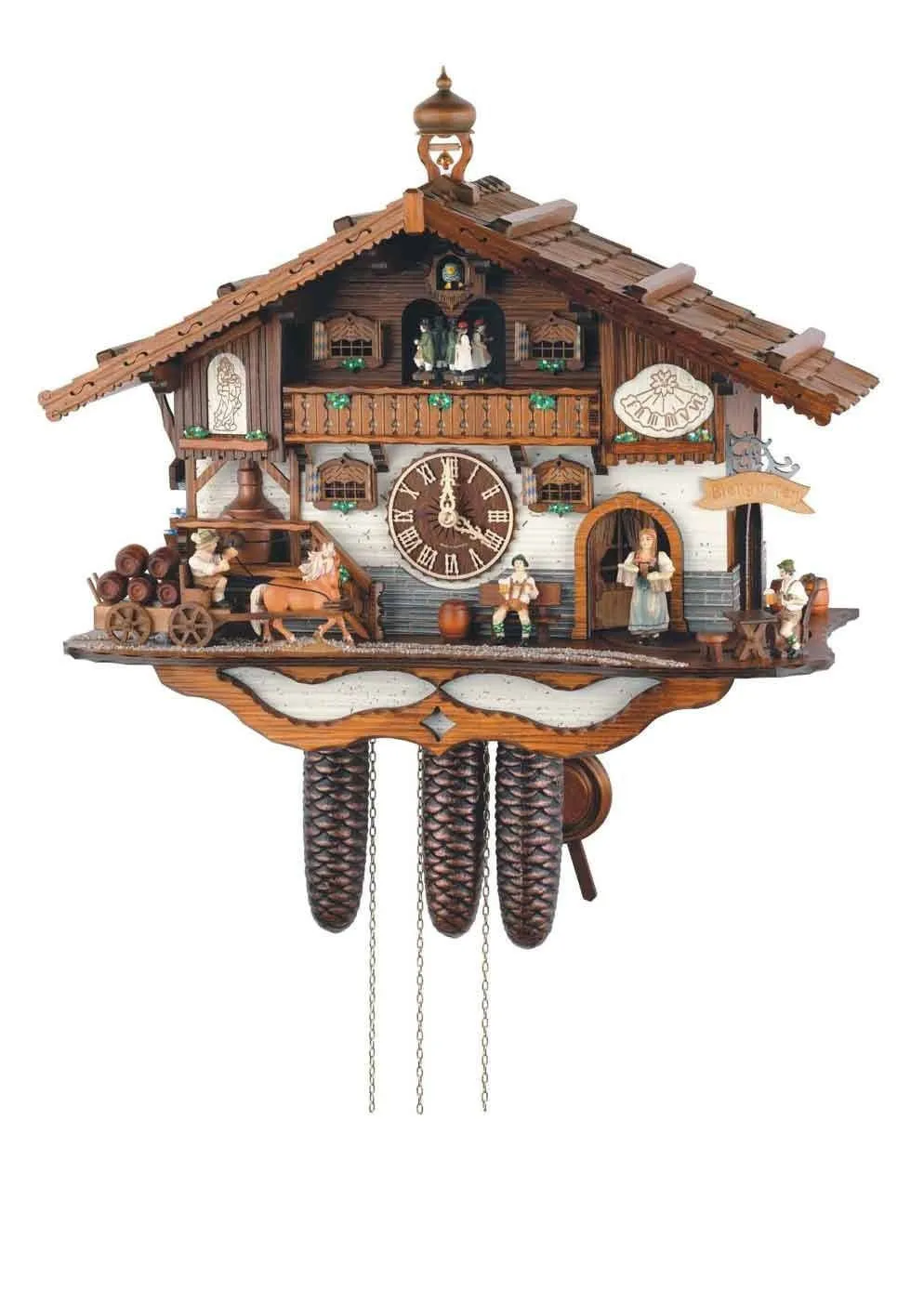 Black Forest Rural Beer Garden Musical Cuckoo Clock Eight Day German