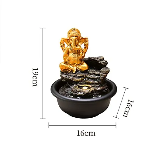 CALANDIS® Tabletop Water Fountain Buddha Statue for Office Farmhouse Birthday Gifts Hindu Ganesha'