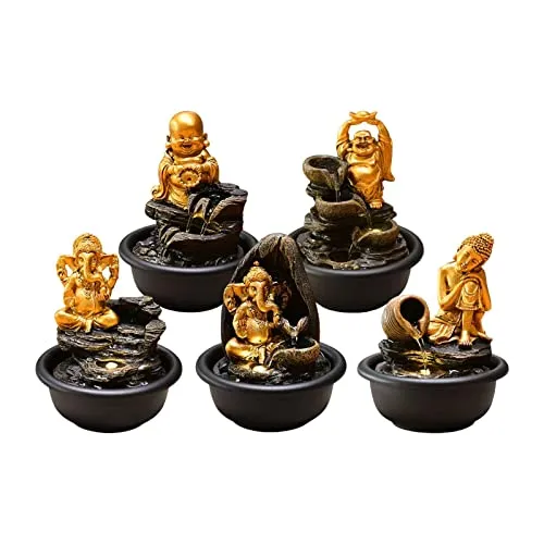 CALANDIS® Tabletop Water Fountain Buddha Statue for Office Farmhouse Birthday Gifts Hindu Ganesha'