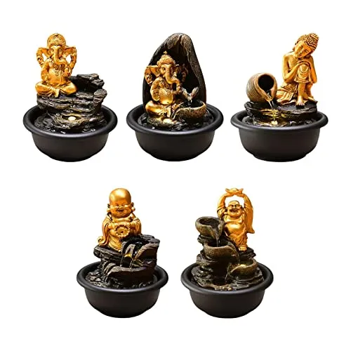 CALANDIS® Tabletop Water Fountain Buddha Statue for Office Farmhouse Birthday Gifts Hindu Ganesha'