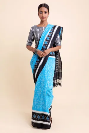 Clear Sky Pochampally Cotton Saree