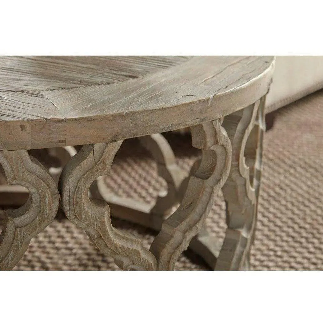 Clover Round Medium Size Coffee Table Carved Mango Wood