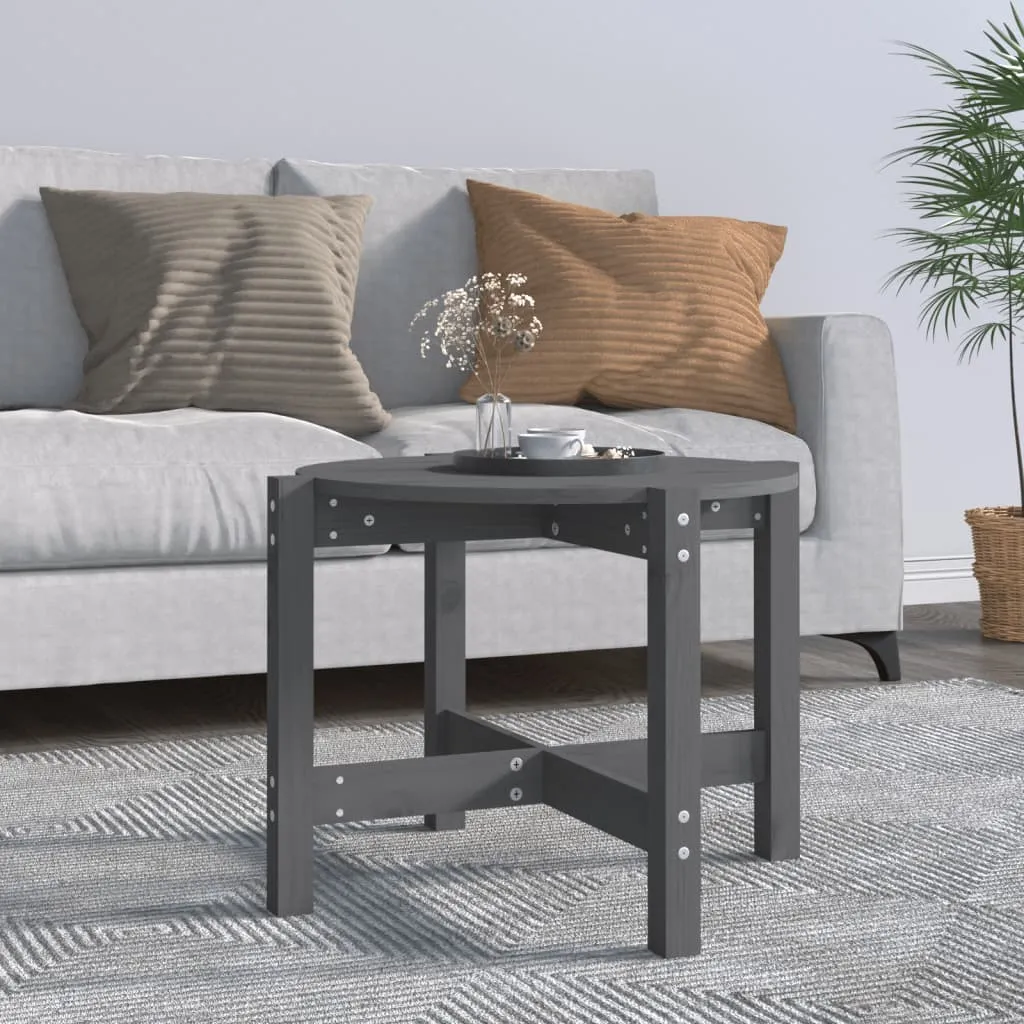 Coffee Table Grey Ø 62.5x45 cm Solid Wood Pine