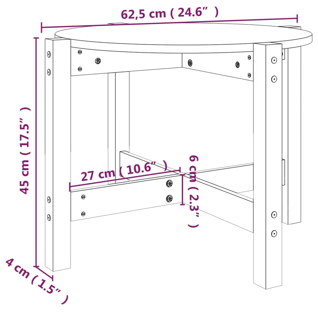 Coffee Table Grey Ø 62.5x45 cm Solid Wood Pine