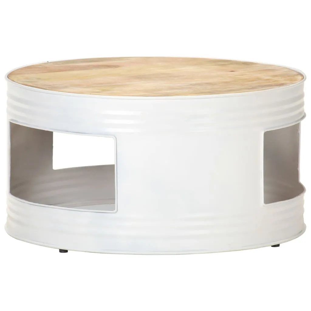 Coffee Table White 68x68x36 cm Solid Mango Wood