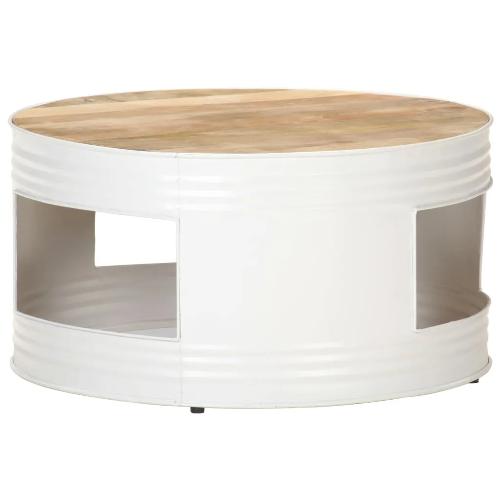 Coffee Table White 68x68x36 cm Solid Mango Wood