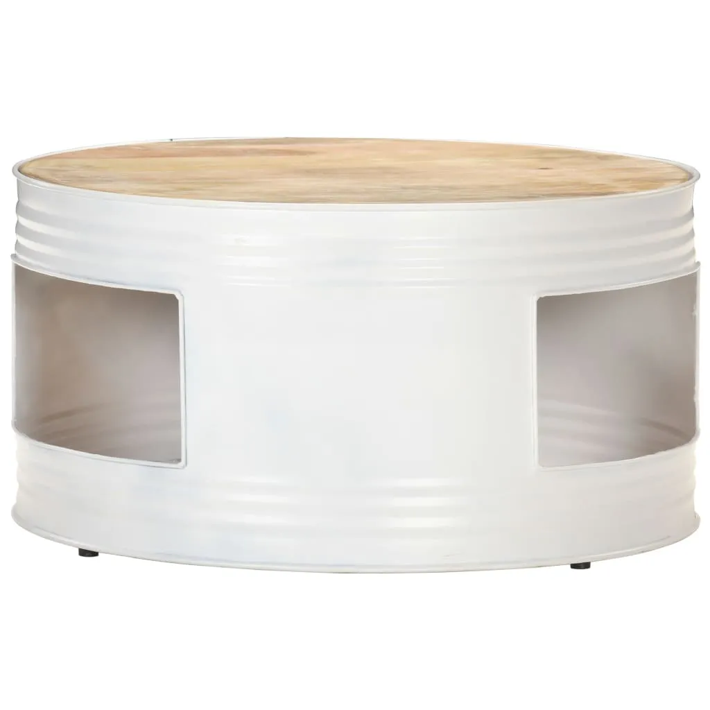 Coffee Table White 68x68x36 cm Solid Mango Wood