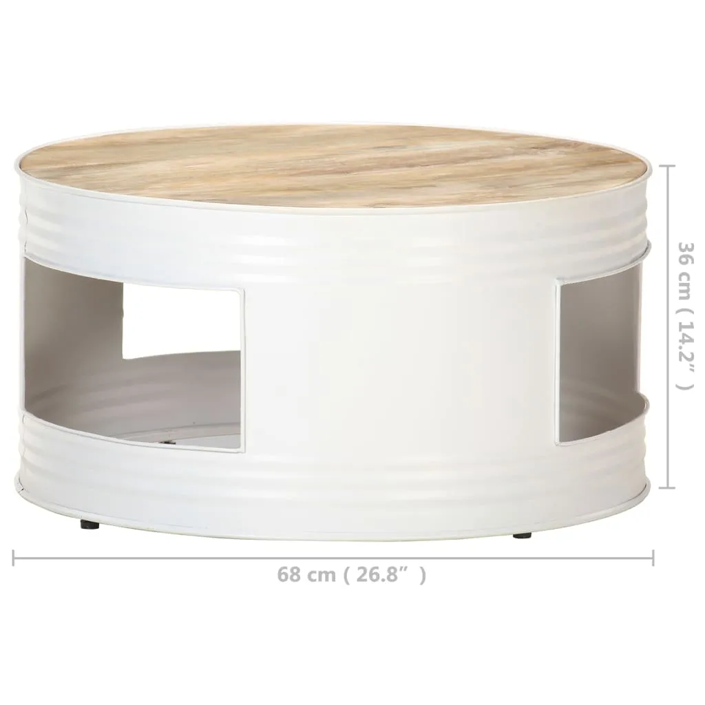 Coffee Table White 68x68x36 cm Solid Mango Wood