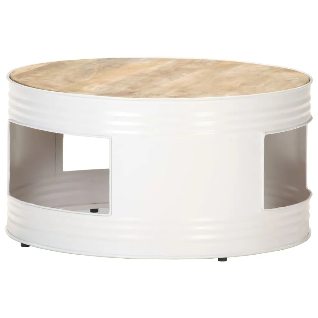 Coffee Table White 68x68x36 cm Solid Mango Wood