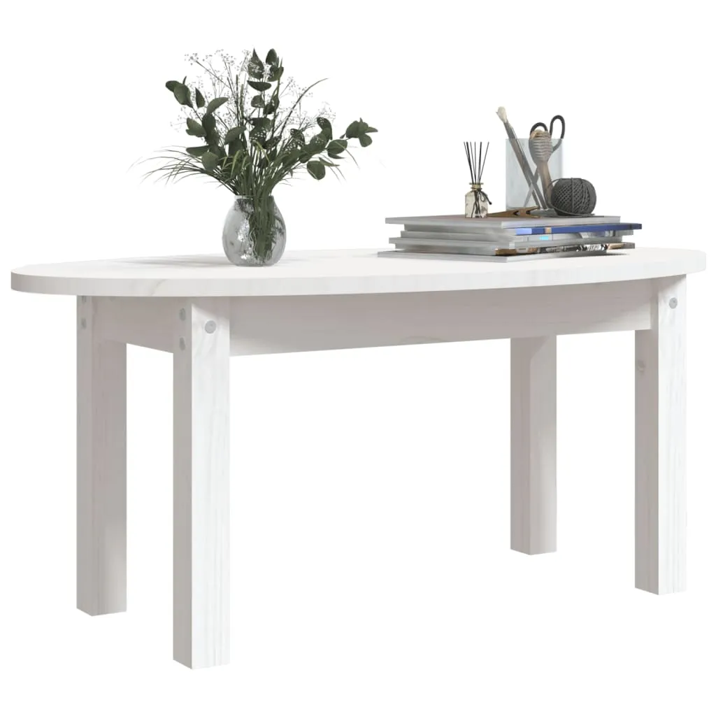 Coffee Table White 80x40x35 cm Solid Wood Pine