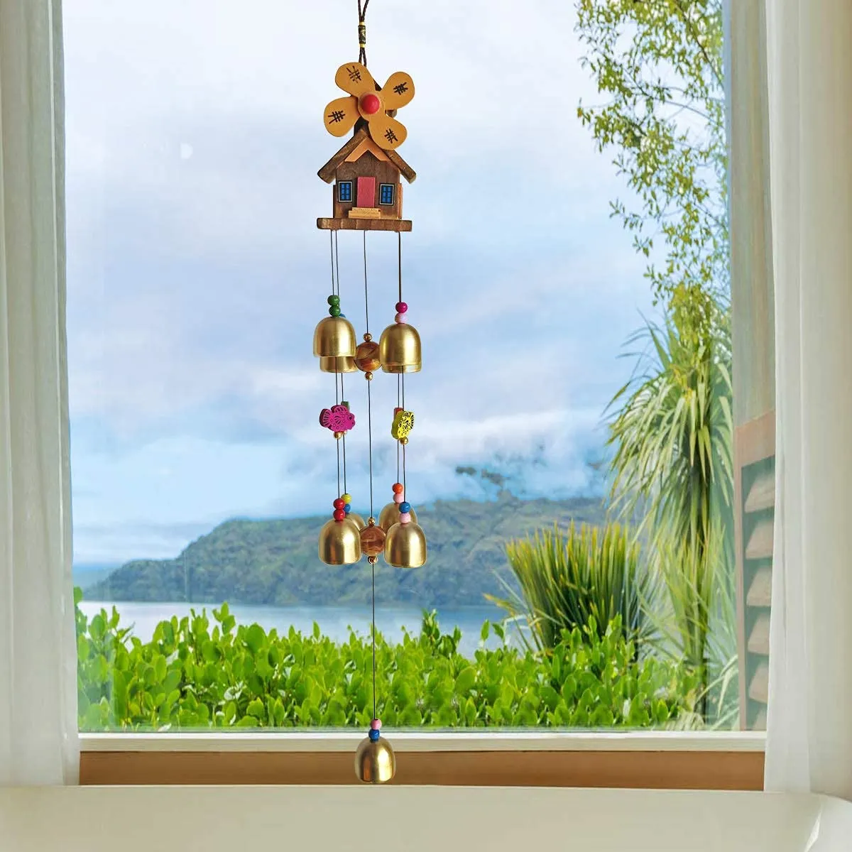 Crafts Collection Store Wood Coper Wind Chime for Home Bedroom Balcony Garden Etc. for (Decorate Item)