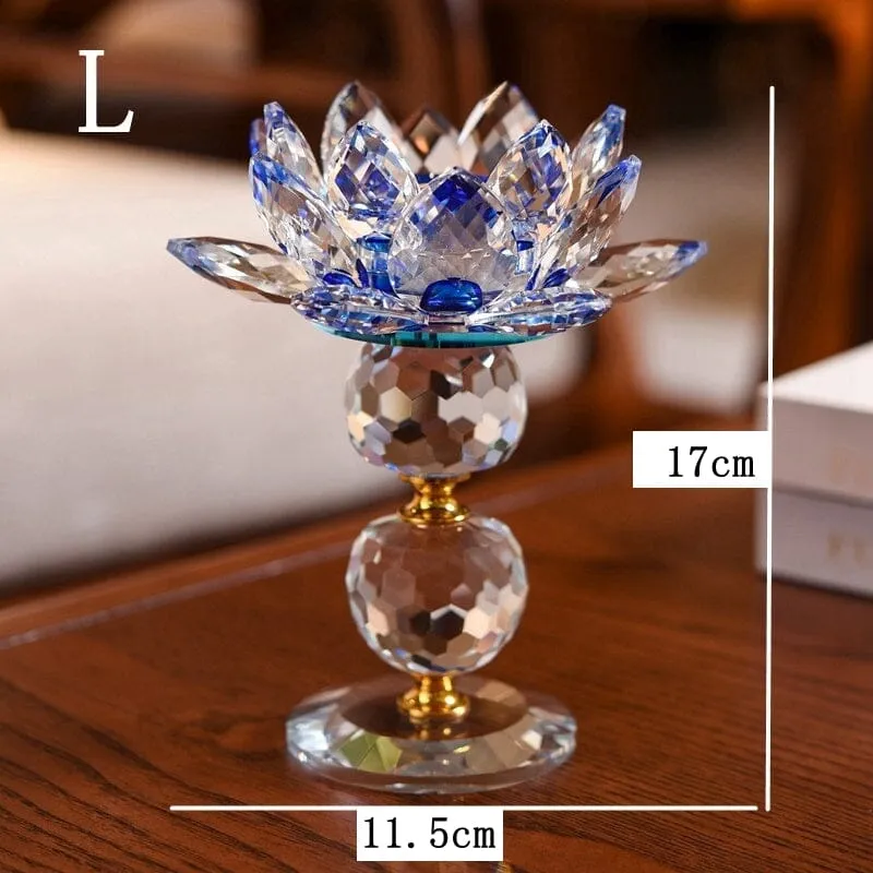 Crystal Glass Lotus Flower Candle Holder