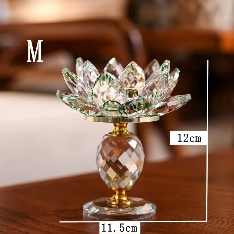 Crystal Glass Lotus Flower Candle Holder