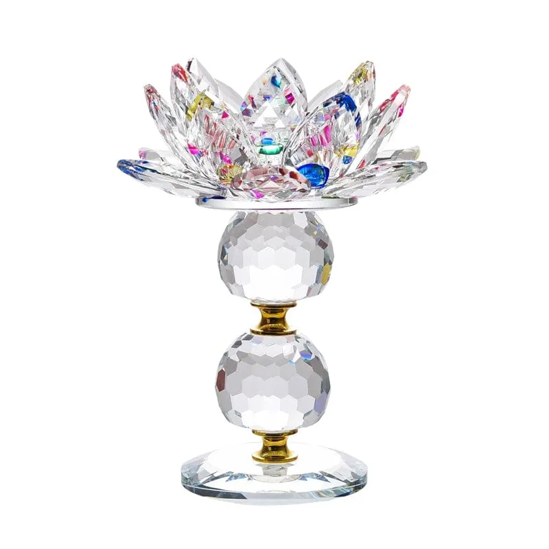 Crystal Glass Lotus Flower Candle Holder