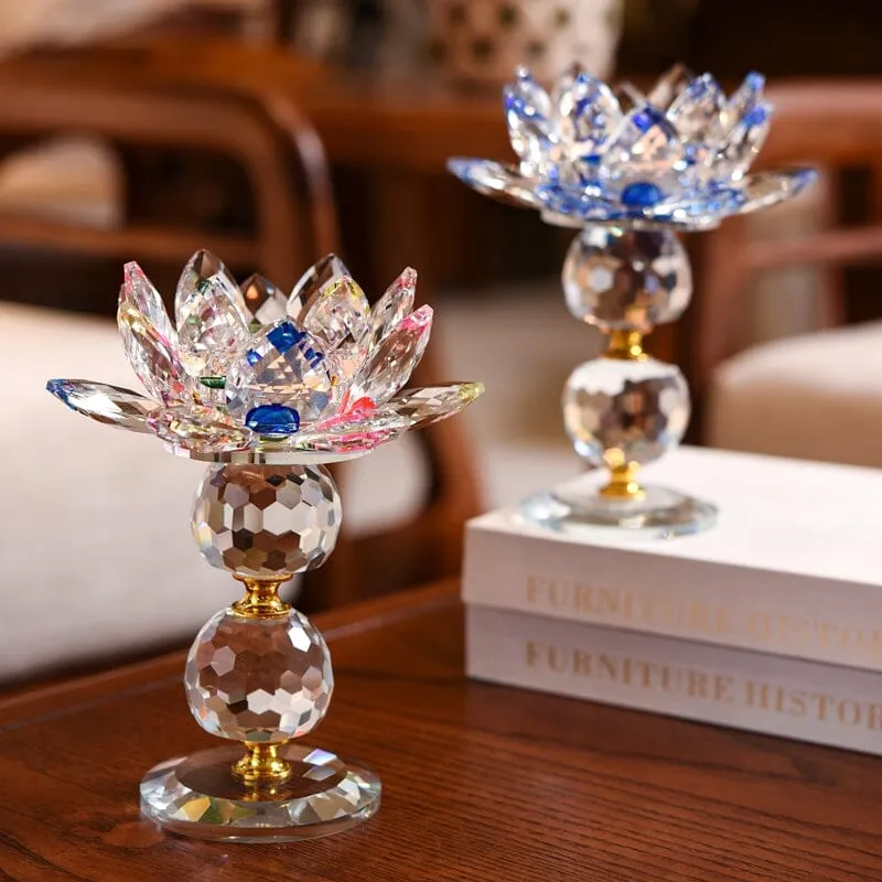 Crystal Glass Lotus Flower Candle Holder