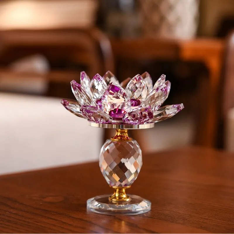 Crystal Glass Lotus Flower Candle Holder