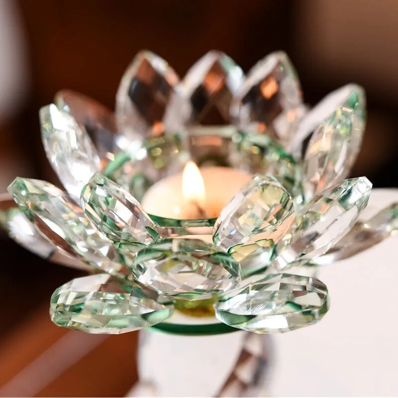 Crystal Glass Lotus Flower Candle Holder