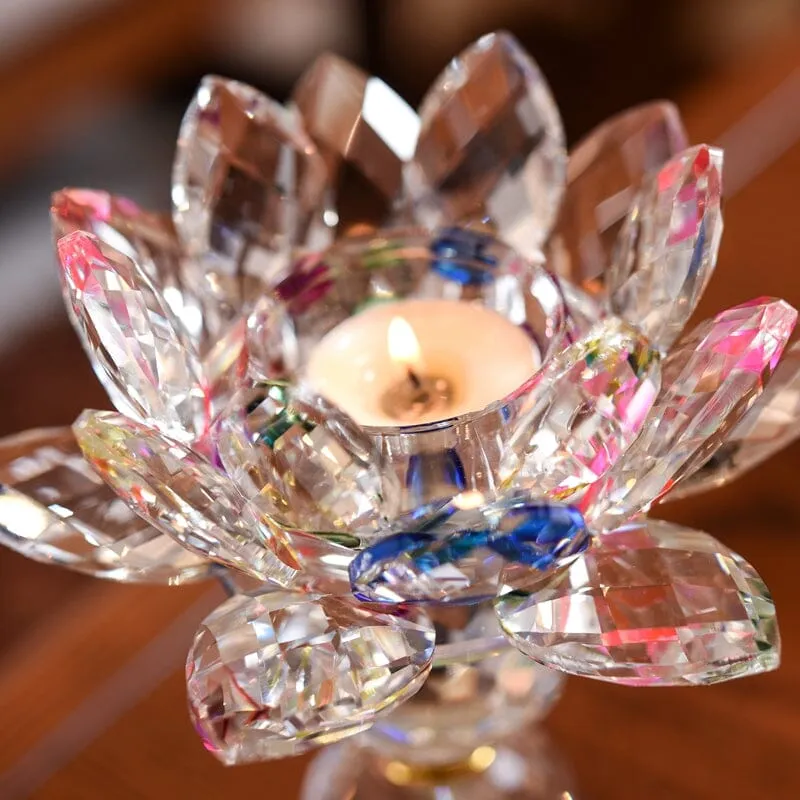 Crystal Glass Lotus Flower Candle Holder