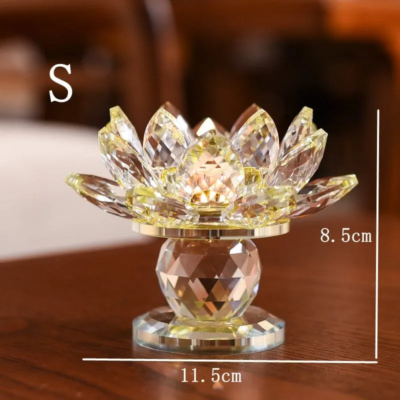 Crystal Glass Lotus Flower Candle Holder